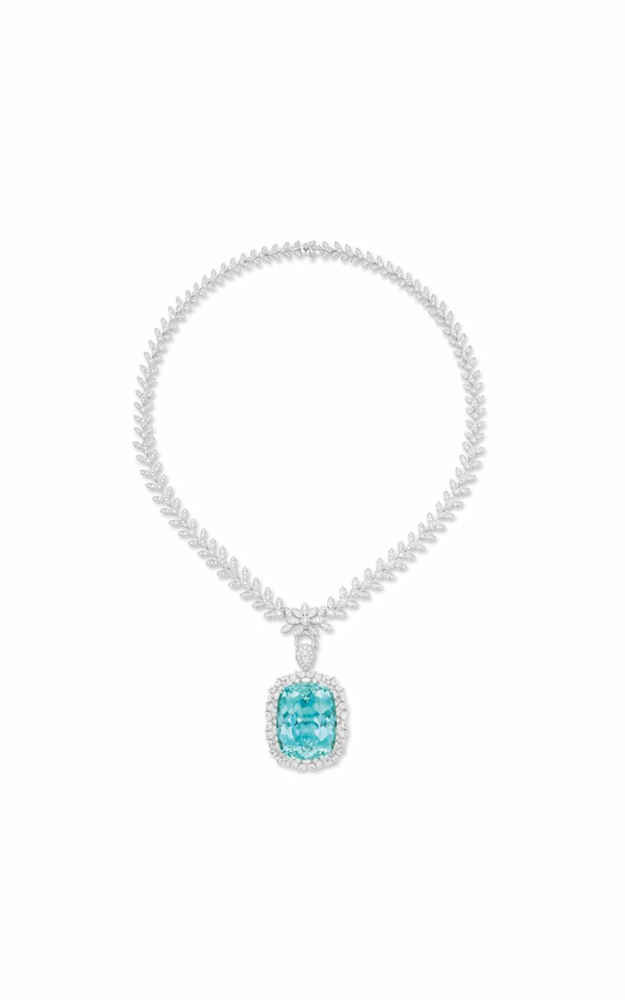 Diamond Necklace With Rare Unheated Mozambican Paraiba Tourmaline Goes On Sale At Tiancheng International Jewellery And Jadeite Autumn Auction 2021