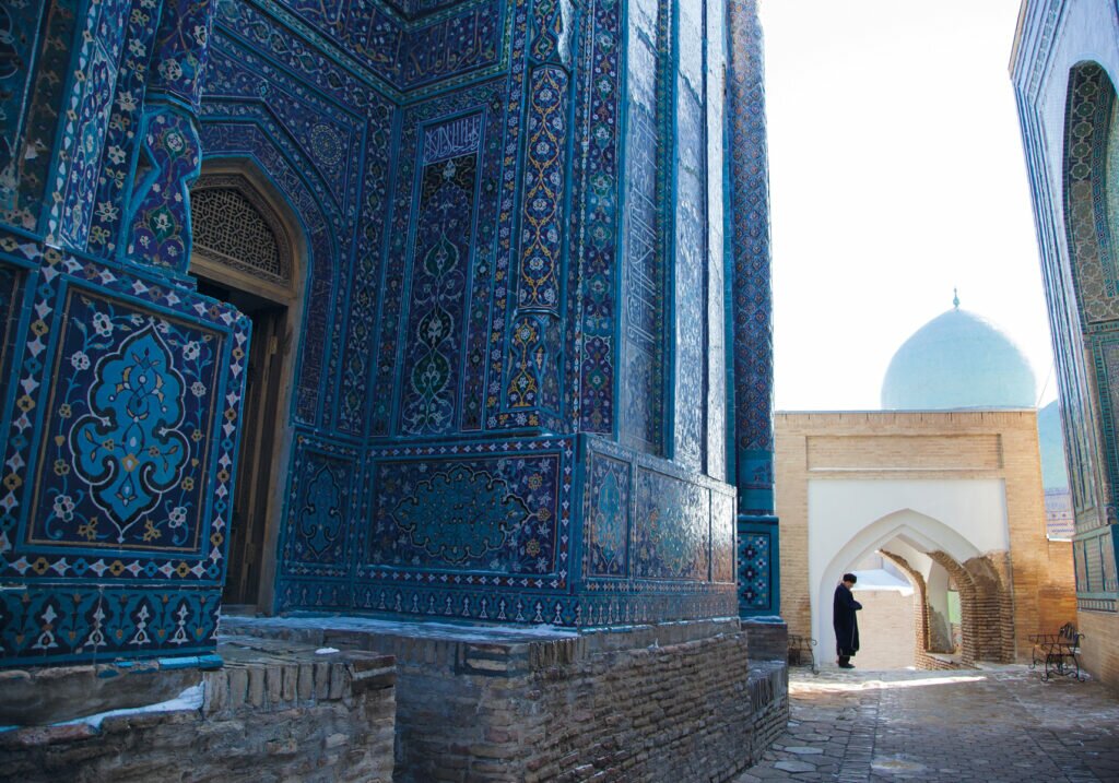 The blue tilework of Shah-i-Zinda, Samarkand.